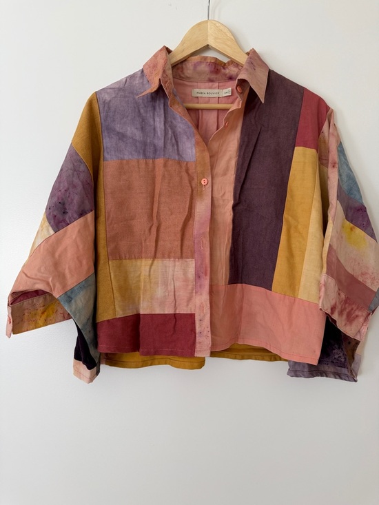Free People Tops - Free People Multicolor Patchwork Button-Down Shirt Medium 100% Cotton